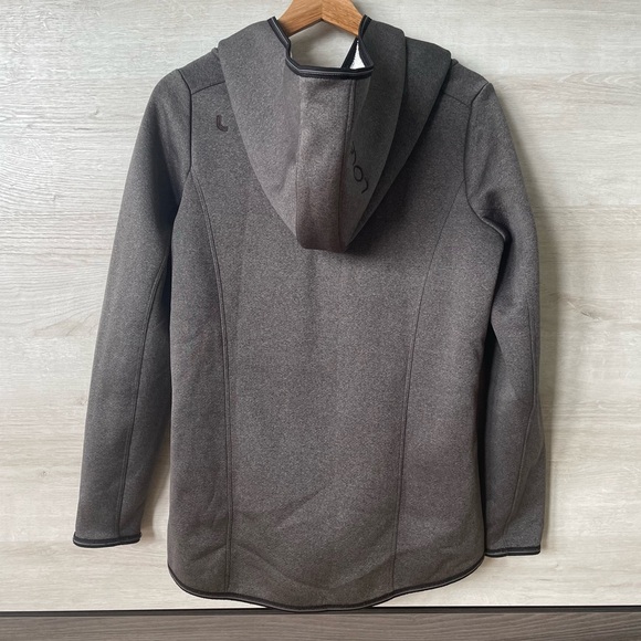 Lole Asymmetrical Zip Front Gray Fleece Light Hooded Jacket - Picture 6 of 15